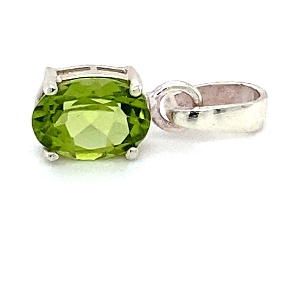 Peridot 1.03ct Platinum Finish Silver Pendant - Picture 1 of 8
